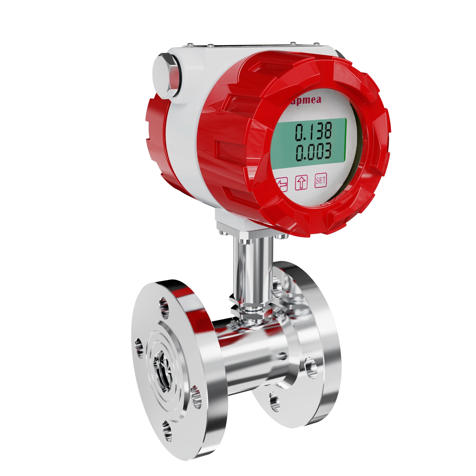 Turbine flow meter technical diagram with components labeled