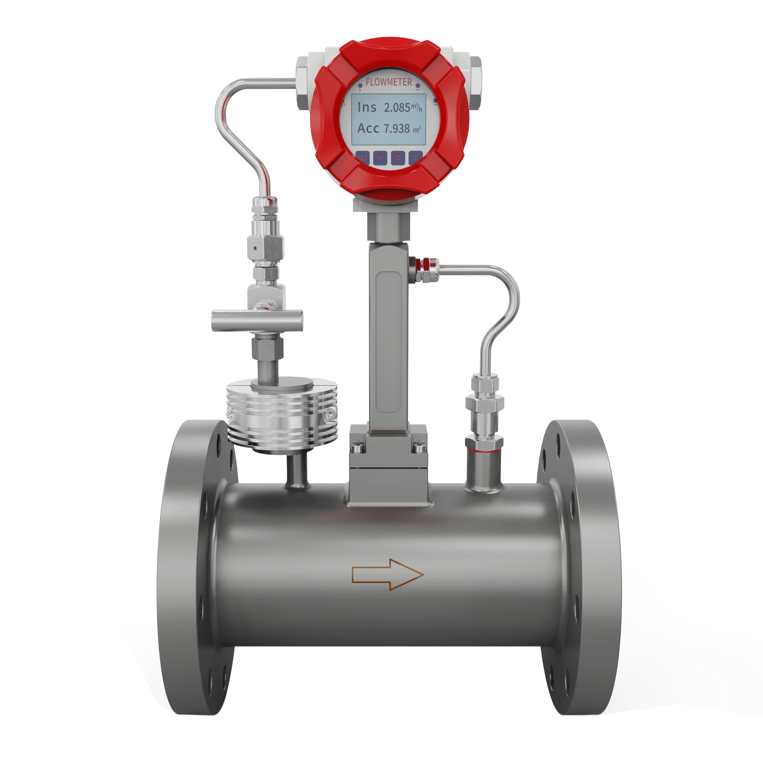 Industrial vortex flow meter installation