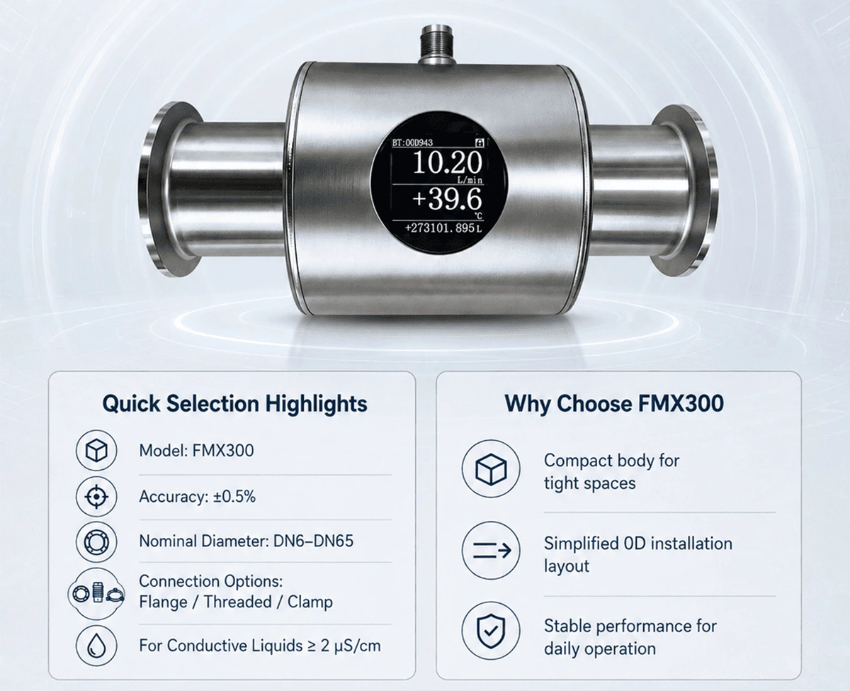 FMX300 Compact Electromagnetic Flowmeter for Data Center
